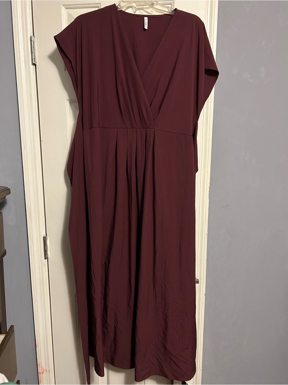 HALARA Burgundy Maxi Dress with Surplice Neck